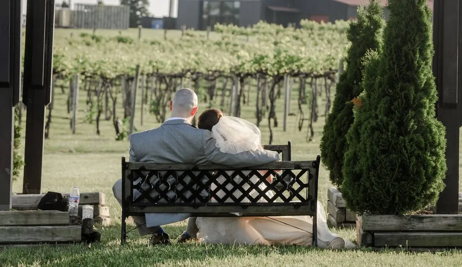 Gallery image of bride and groom at gazebo